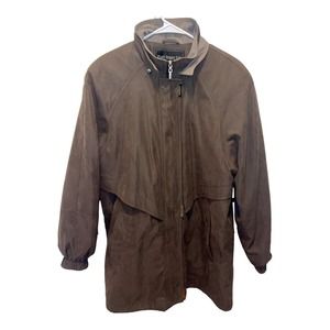 Womens Fleet Street Brown Plaid Lined Winter Jacket Coat Size M